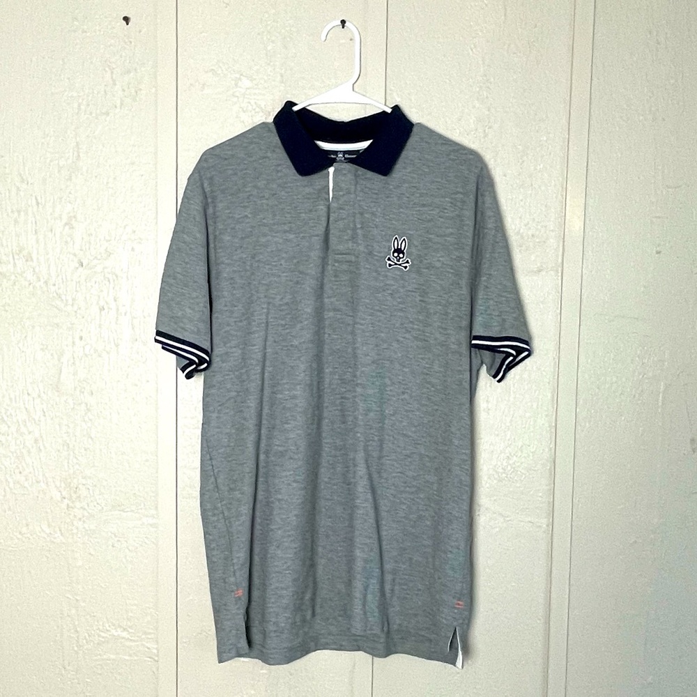 Men’s Psycho Bunny Gray and Navy Polo XXL
